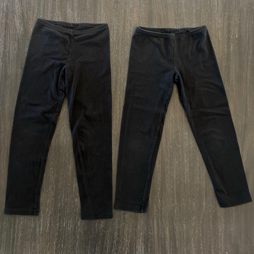 Hanes Girls Small Black Leggings 2 pair